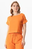 Kısa Kol İzel Yazlık Müslin Bluz Turuncu Trnc S Turuncu thumbnail 4