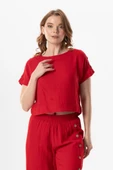Kısa Kol İzel Yazlık Müslin Bluz Kırmızı Krmz S Kırmızı thumbnail 5