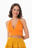 Göcek Bağlama Detaylı Yazlık Müslin Büstiyer Turuncu Trnc 2XL Turuncu thumbnail 1