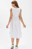 Kolsuz Şile Bezi Burçak Midi Boy Yazlık Elbise Beyaz Byz L Beyaz thumbnail 2