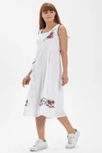 Kolsuz Şile Bezi Burçak Midi Boy Yazlık Elbise Beyaz Byz M Beyaz thumbnail 4