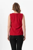 Kolsuz V Yaka Berrin Güpür Detaylı Müslin Yazlık Bluz Kırmızı Krmz 3XL Kırmızı thumbnail 2