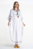 Kısa Kol Şile Bezi Gülseren Uzun Yazlık Otantik Elbise Beyaz Byz L/XL Beyaz thumbnail 6