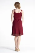 Askılı Şile Bezi Eda Kısa Yazlık Elbise Bordo Brd thumbnail 2