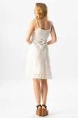 Askılı Şile Bezi Eda Kısa Yazlık Elbise Beyaz Byz XS Beyaz thumbnail 2