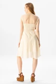 Kolsuz Vual Emel Kısa Yazlık Elbise Krem Krm thumbnail 2