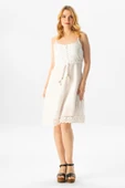 Askılı Şile Bezi Eda Kısa Yazlık Elbise Beyaz Byz L Beyaz thumbnail 1