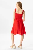Kolsuz Vual Emel Kısa Yazlık Elbise Kırmızı Krmz M Kırmızı thumbnail 2