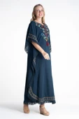 Kısa Kol Şile Bezi Gülseren Uzun Yazlık Otantik Elbise Petrol Ptrl thumbnail 6