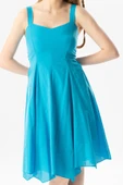 Kolsuz Vual Emel Kısa Yazlık Elbise Turkuaz Trkz M Turkuaz thumbnail 3