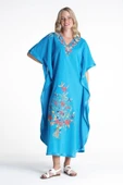 Kısa Kol Şile Bezi Tibet Uzun Yazlık Otantik Elbise Turkuaz Trkz L Turkuaz thumbnail 1