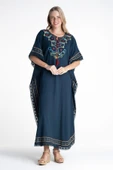 Kısa Kol Şile Bezi Gülseren Uzun Yazlık Otantik Elbise Petrol Ptrl thumbnail 1
