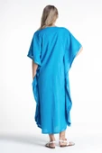 Kısa Kol Şile Bezi Tibet Uzun Yazlık Otantik Elbise Turkuaz Trkz thumbnail 2