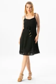 Askılı Şile Bezi Eda Kısa Yazlık Elbise Siyah Syh thumbnail 6