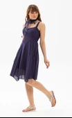 Kolsuz Vual Emel Kısa Yazlık Elbise Mor Mor thumbnail 3
