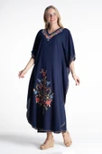 Kısa Kol Şile Bezi Tibet Uzun Yazlık Otantik Elbise Lacivert Lcvt L Lacivert thumbnail 5