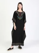 Kısa Kol Şile Bezi Gülseren Uzun Yazlık Otantik Elbise Siyah Syh thumbnail 8