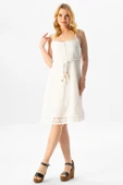 Askılı Şile Bezi Eda Kısa Yazlık Elbise Beyaz Byz L Beyaz thumbnail 4