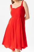 Kolsuz Vual Emel Kısa Yazlık Elbise Kırmızı Krmz XL Kırmızı thumbnail 3