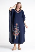 Kısa Kol Şile Bezi Tibet Uzun Yazlık Otantik Elbise Lacivert Lcvt thumbnail 1