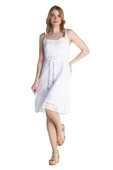 Askılı Şile Bezi Eda Kısa Yazlık Elbise Beyaz Byz thumbnail 7