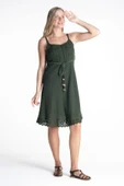 Askılı Şile Bezi Eda Kısa Yazlık Elbise Yeşil Ysl thumbnail 5