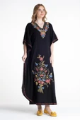 Kısa Kol Şile Bezi Tibet Uzun Yazlık Otantik Elbise Siyah Syh thumbnail 6