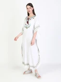 Kısa Kol Şile Bezi Gülseren Uzun Yazlık Otantik Elbise Beyaz Byz L/XL Beyaz thumbnail 9