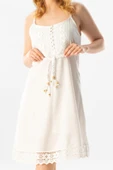 Askılı Şile Bezi Eda Kısa Yazlık Elbise Beyaz Byz thumbnail 3