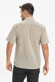 Kısa Kol Şile Bezi Tek Cepli Erkek Yazlık Gömlek Taş 3031 2XL Taş thumbnail 2