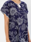 Kısa Kol Şile Bezi Baskılı Uzun Yazlık Elbise Çınar Desen Lacivert Lcvt L Lacivert thumbnail 10