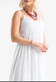 Askılı Şile Bezi Didem Uzun Yazlık Elbise Beyaz Byz thumbnail 3
