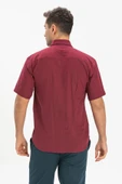 Kısa Kol Şile Bezi Tek Cepli Erkek Yazlık Gömlek Koyu Bordo 3068 XL Bordo - 2