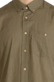 Kısa Kol Dar Kalıp Şile Bezi Tek Cepli Erkek Yazlık Gömlek Haki 3049 XL Haki thumbnail 3