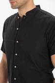 Kısa Kol Şantuklu Pamuk Bodrum Yazlık Erkek Gömlek Siyah 3003 M Siyah thumbnail 3