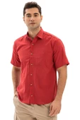 Kısa Kol Şile Bezi Tek Cepli Erkek Yazlık Gömlek Kırmızı 3051 L Kırmızı thumbnail 6