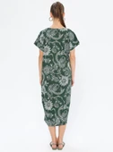 Kısa Kol Şile Bezi Baskılı Uzun Yazlık Elbise Çınar Desen Yeşil Ysl M Yeşil thumbnail 10