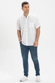 Kısa Kol Şile Bezi Tek Cepli Erkek Yazlık Gömlek Beyaz 3001 XL Beyaz thumbnail 1