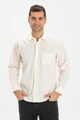 Uzun Kol Şile Bezi Tek Cepli Erkek Yazlık Gömlek Krem 3002 L Krem thumbnail 3