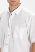 Kısa Kol Şile Bezi Tek Cepli Erkek Yazlık Gömlek Beyaz 3001 M Beyaz thumbnail 3