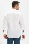 Uzun Kol Şile Bezi Hakim Yaka Tek Cepli Erkek Yazlık Gömlek Beyaz 3001 XL Beyaz thumbnail 2