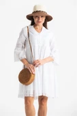 Şeyma Vual Kısa Yazlık Elbise Beyaz Byz thumbnail 3