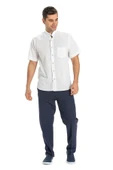 Kısa Kol Şile Bezi Hakim Yaka Tek Cepli Erkek Yazlık Gömlek Beyaz 3001 2XL Beyaz thumbnail 5