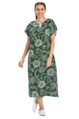 Kısa Kol Şile Bezi Baskılı Uzun Yazlık Elbise Çınar Desen Yeşil Ysl thumbnail 6