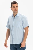 Kısa Kol Şile Bezi Tek Cepli Erkek Yazlık Gömlek Buz Mavi 3027 XL Buz Mavi thumbnail 4