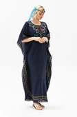 Kısa Kol Şile Bezi Gülseren Uzun Yazlık Otantik Elbise Lacivert Lcvt thumbnail 2