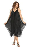 Askılı Vual Afrodit Midi Boy Yazlık Elbise Siyah 6051 thumbnail 6