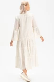 Uzun Kol Vual Şeyma Uzun Yazlık Elbise Krem Krm L Krem thumbnail 2