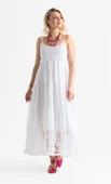 Askılı Şile Bezi Didem Uzun Yazlık Elbise Beyaz Byz thumbnail 1