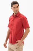 Kısa Kol Şile Bezi Tek Cepli Erkek Yazlık Gömlek Kırmızı 3051 M Kırmızı thumbnail 3